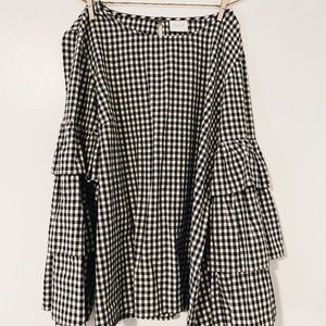 VILA Frill sleeve gingham top